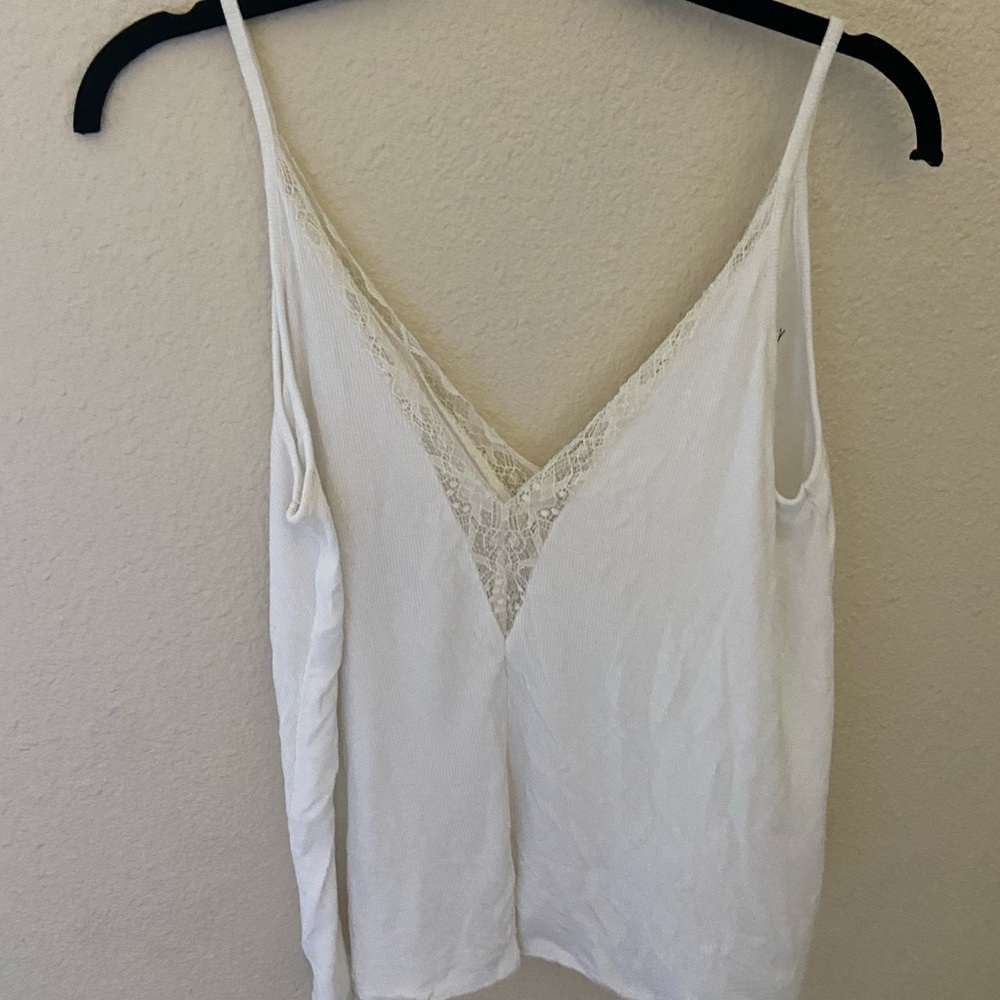 White lacy spaghetti strap